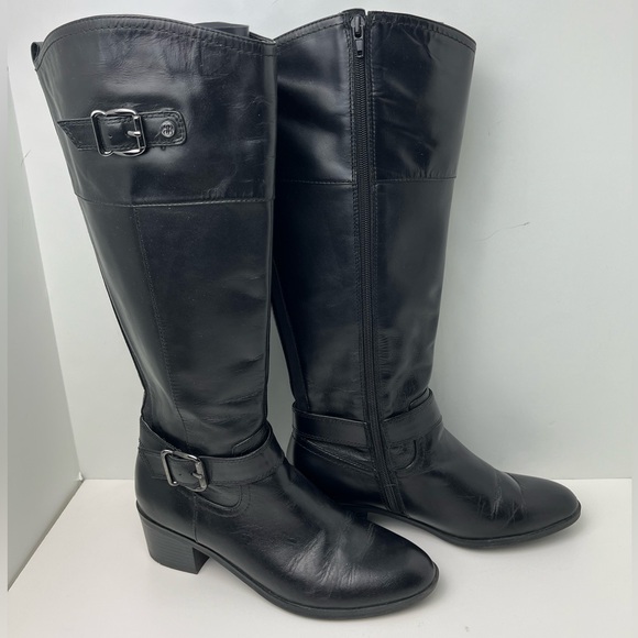 Bandolino Pries Black Harness Riding Knee High Boots Wide Calf - Picture 11 of 11